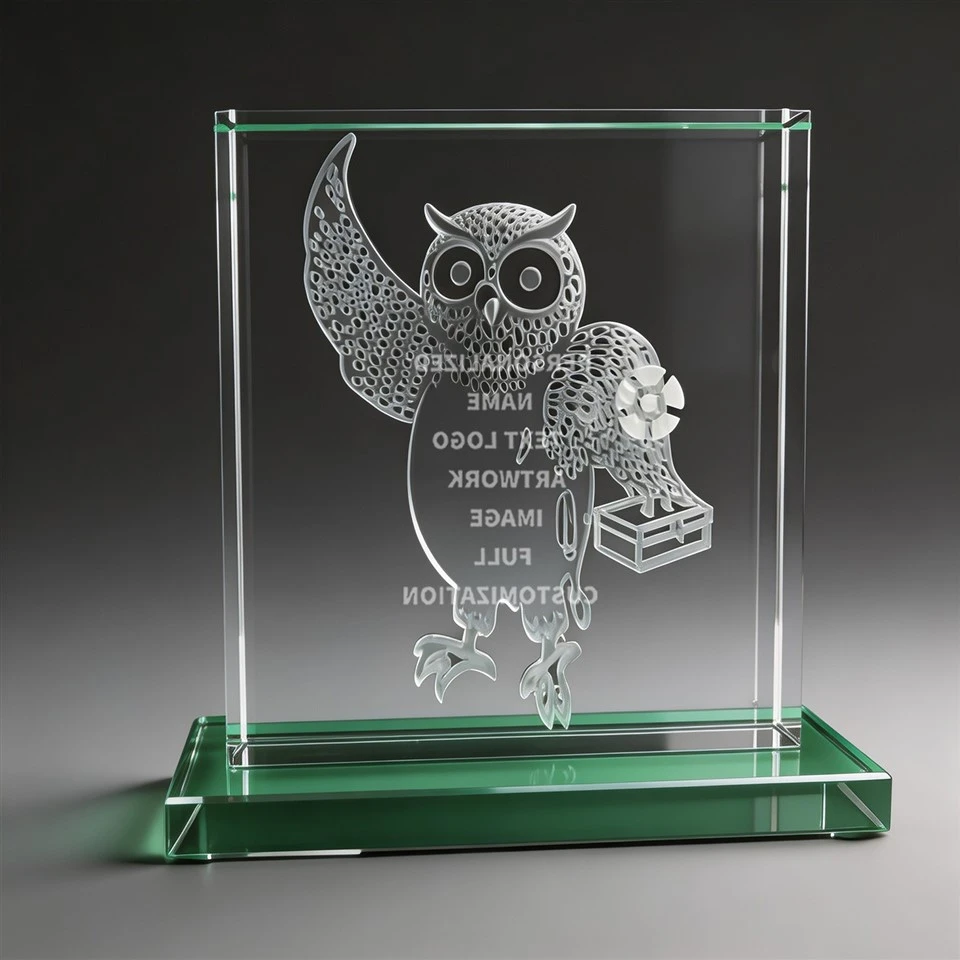 Rectangular Crystal Owl Recognition Award factory
