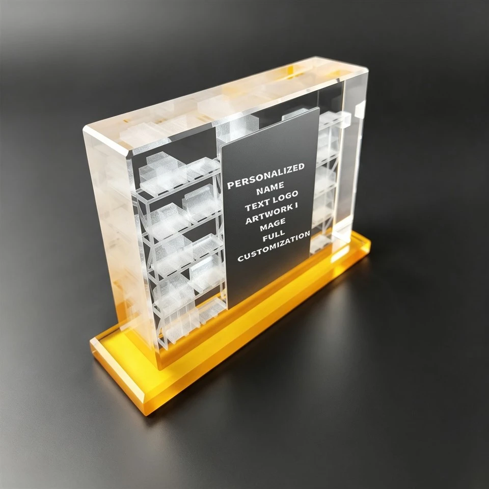 Warehouse Rack Yellow Base Crystal Plaque factory